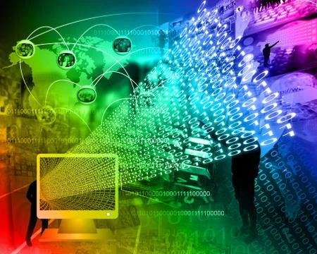 Monitor and binary code Stock Illustration