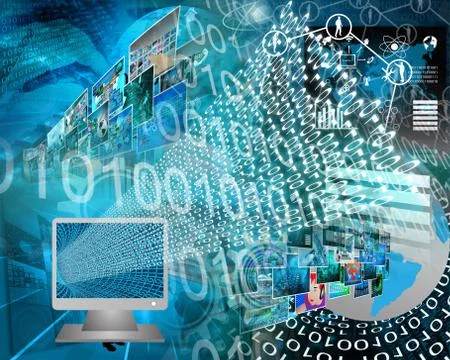 Monitor and binary code Stock Illustration