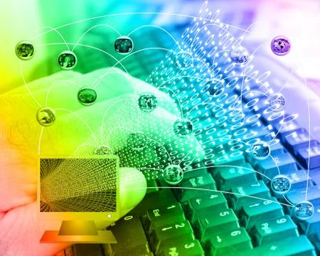 Monitor and binary code Stock Illustration