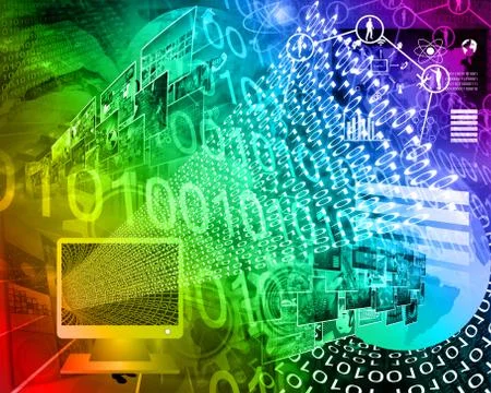 Monitor and binary code Stockillustratie