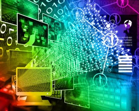 Monitor and binary code イラスト素材