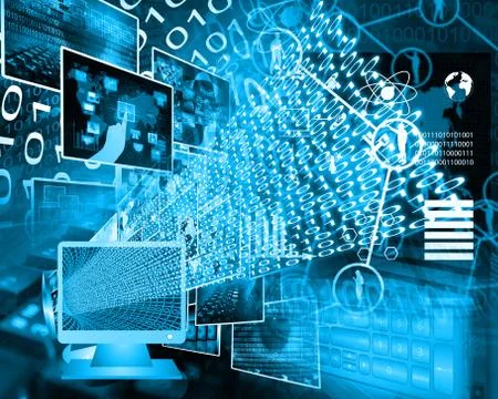 Monitor and binary code Stockillustratie