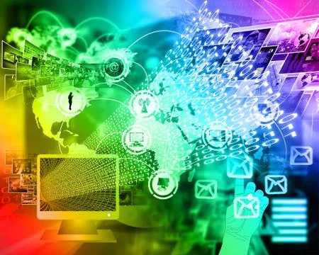 Monitor and binary code Stock Illustration