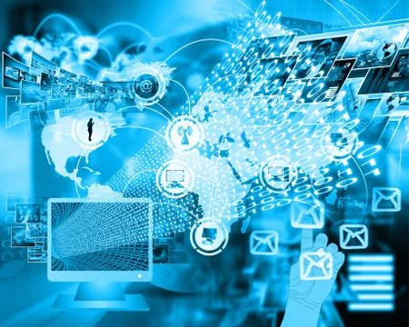 Monitor and binary code 스톡 일러스트