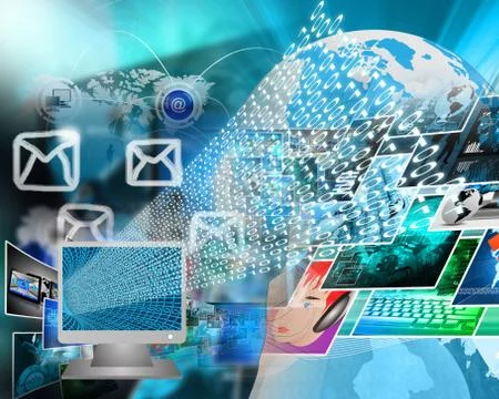 Monitor and binary code 스톡 일러스트