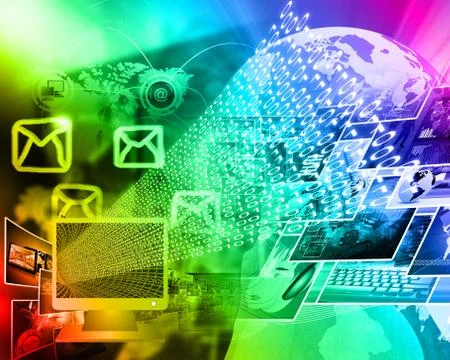 Monitor and binary code イラスト素材