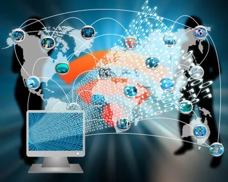 Monitor and binary code Stockillustratie