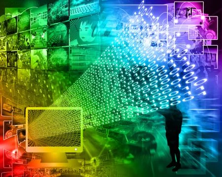 Monitor and binary code Stockillustratie