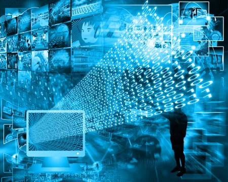 Monitor and binary code Stock Illustration