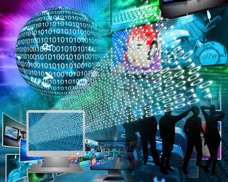 Monitor and binary code イラスト素材