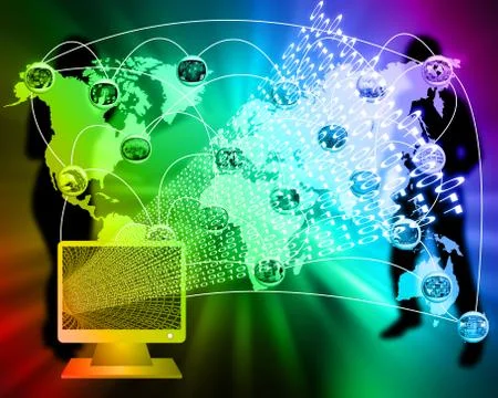 Monitor and binary code Stockillustratie