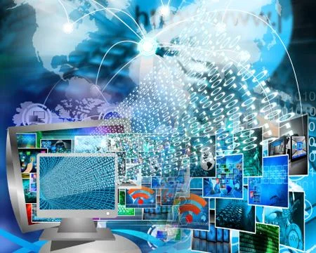 Monitor and binary code Stockillustratie