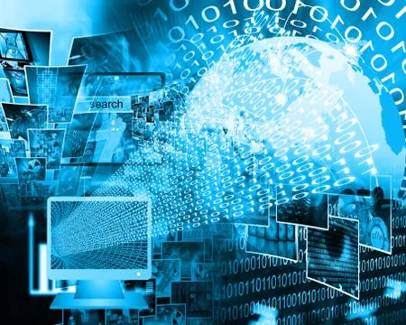 Monitor and binary code 스톡 일러스트