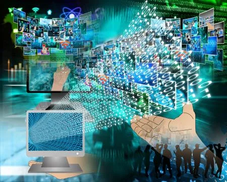 Monitor and binary code Stock Illustration