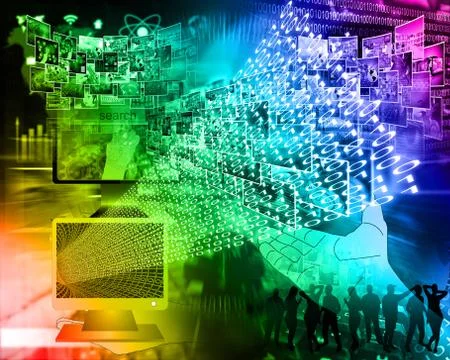 Monitor and binary code Stock Illustration