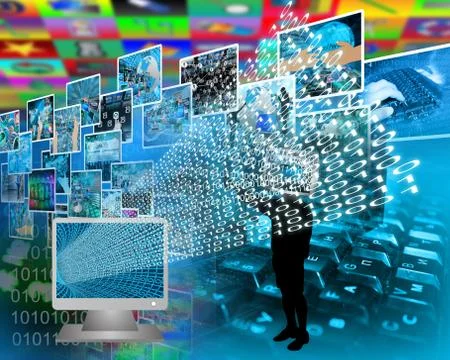 Monitor and binary code Illustrazione stock