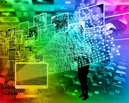 Monitor and binary code Stock Illustration