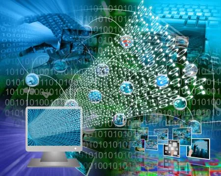 Monitor and binary code Stock Illustration