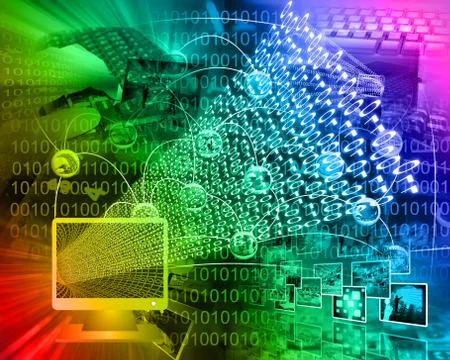 Monitor and binary code Illustrazione stock
