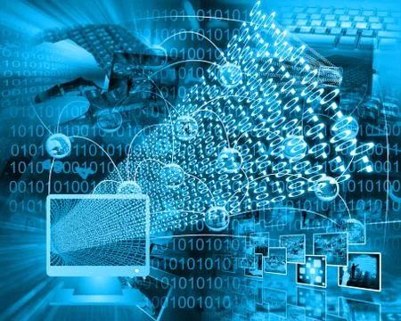 Monitor and binary code Stock Illustration