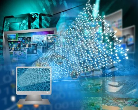 Monitor and binary code イラスト素材