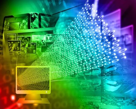 Monitor and binary code Stock Illustration