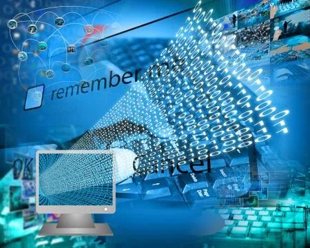 Monitor and binary code Stockillustratie