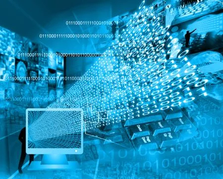 Monitor and binary code イラスト素材