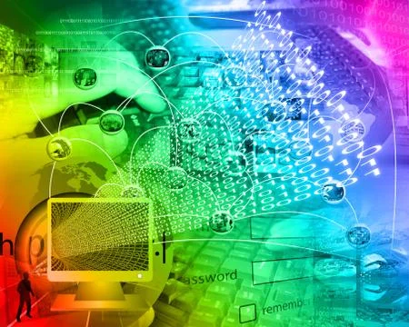 Monitor and binary code イラスト素材