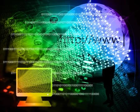 Monitor and binary code 스톡 일러스트