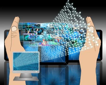 Monitor and binary code Stockillustratie