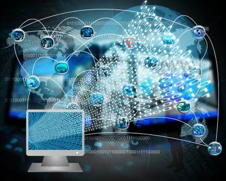 Monitor and binary code Stock Illustration