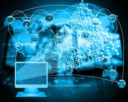 Monitor and binary code Stockillustratie