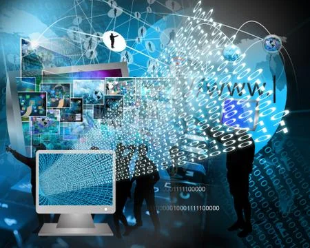 Monitor and binary code 库存插图