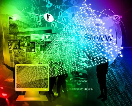 Monitor and binary code Stock Illustration