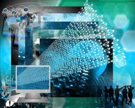 Monitor and binary code イラスト素材