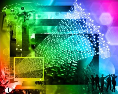 Monitor and binary code イラスト素材