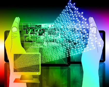 Monitor and binary code Stockillustratie