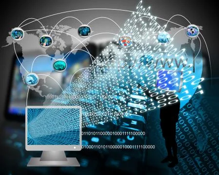 Monitor and binary code Stock Illustration