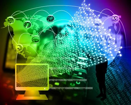 Monitor and binary code イラスト素材