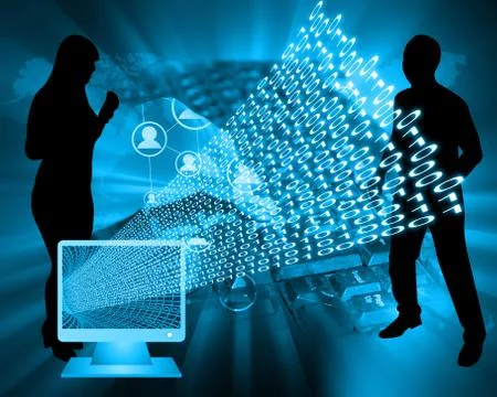 Monitor and binary code Stockillustratie