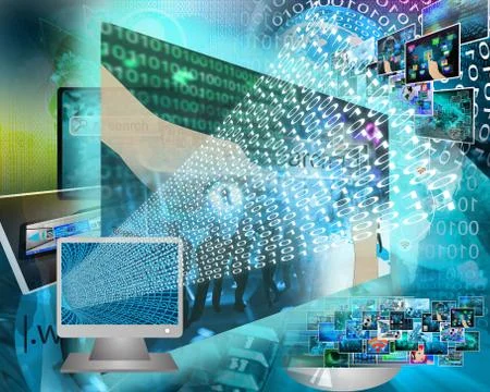 Monitor and binary code Stock Illustration