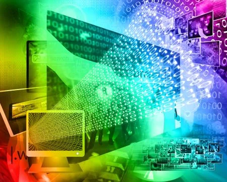 Monitor and binary code 库存插图