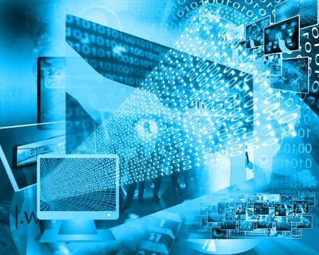 Monitor and binary code イラスト素材