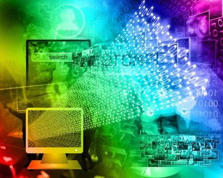 Monitor and binary code イラスト素材