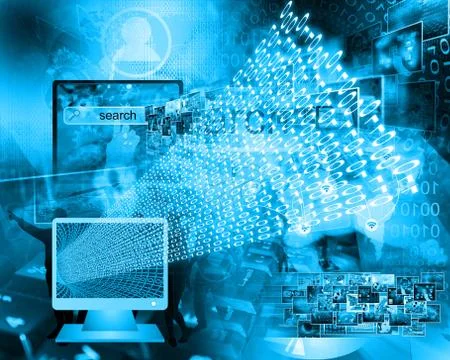 Monitor and binary code Stock Illustration