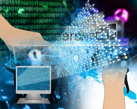 Monitor and binary code イラスト素材