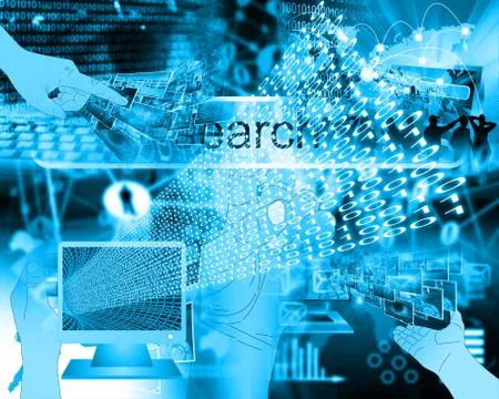 Monitor and binary code 스톡 일러스트