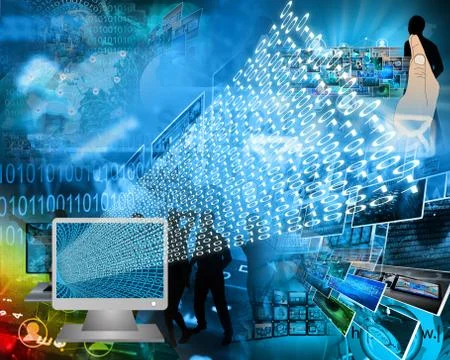 Monitor and binary code Stockillustratie