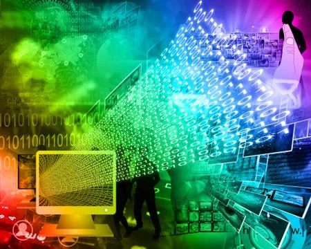 Monitor and binary code イラスト素材